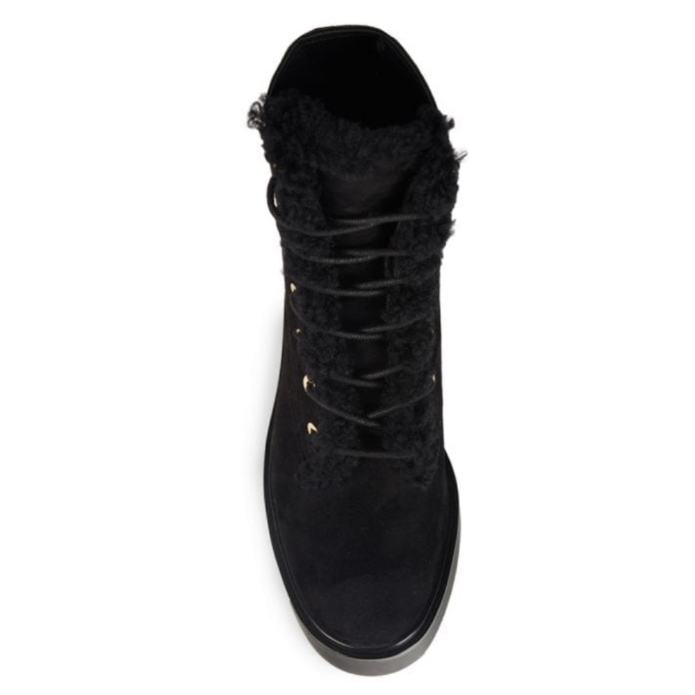 New Stuart Weitzman Henley Chill Suede & Shearling Combat Boots Size 37.5 - Picture 6 of 13